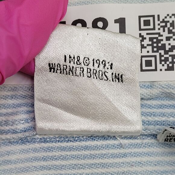 Vintage 90s Looney-Tunes Button Shirt XL 25x31 Pinstripe - Picture 10 of 16